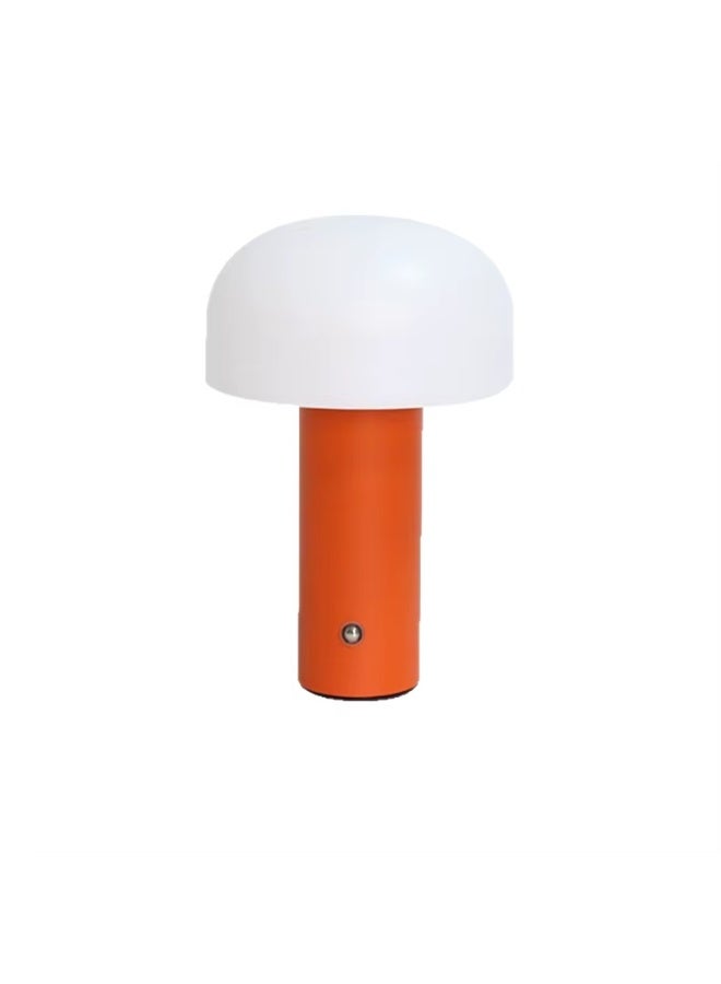 Portable cordless table lamp in a modern orange design, 5200mAh battery lasting 24-49 hours, touch control for 3 color temperatures (warm 3000K, natural 4500K, white 6000K) and dimming, ideal for the kitchen, bedroom, camping or as a gift. - Image 1